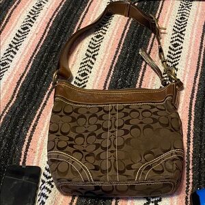 Coach Dark Brown Signature Shoulder Bag